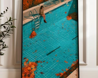 Moody Fall Wall Art, Seasonal Fall Home Decor, Colorful Retro Art Print (Digital Download)