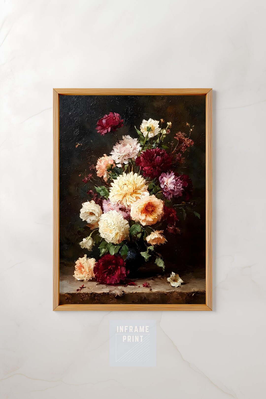 Vintage Floral Still Life Painting, Romantic Botanical Art Print ...