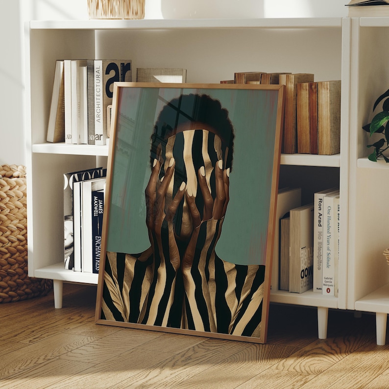Afro Woman Faceless Portrait, Abstract Afrocentric Wall Art, Modern Black Culture Art Print (Digital Download) image 2