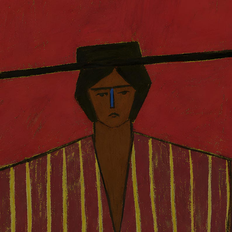 Minimalist Woman Portrait Art Print, Abstract Figurative Wall Art, Boho Style Primitive Decor (Digital Download) image 3