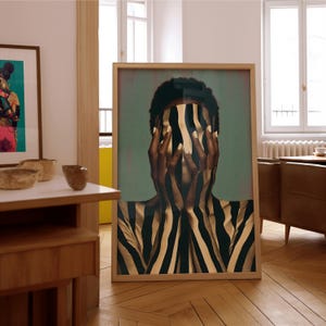 Afro Woman Faceless Portrait, Abstract Afrocentric Wall Art, Modern Black Culture Art Print (Digital Download) image 9