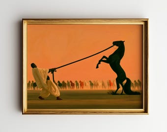 Abstract Horse Wall Art, Modern Equestrian Art Print, Masculine Eclectic Decor (Digital Download)