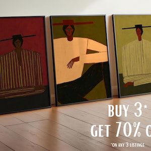 Minimalist Woman Portrait Art Print, Abstract Figurative Wall Art, Boho Style Primitive Decor (Digital Download) image 8
