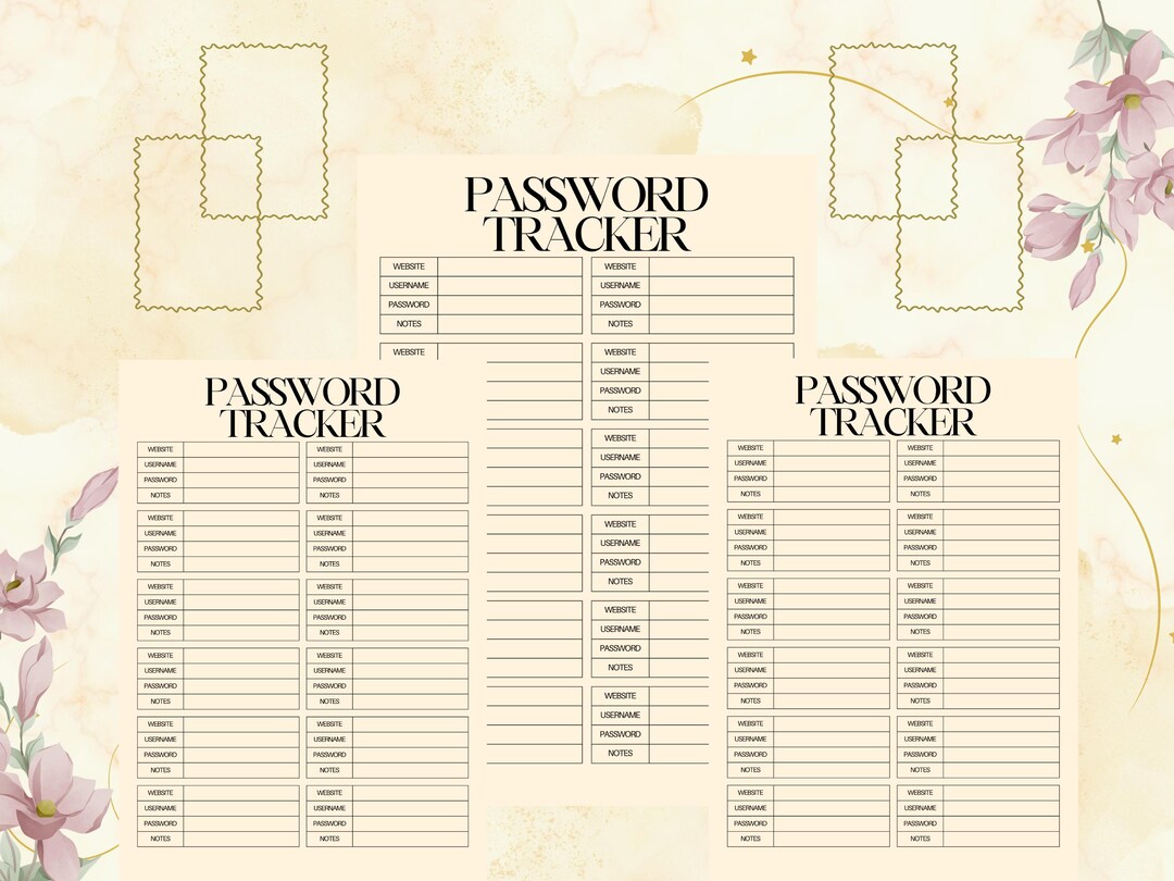 Editable Password Tracker Printable PDF, Fillable Password Log ...