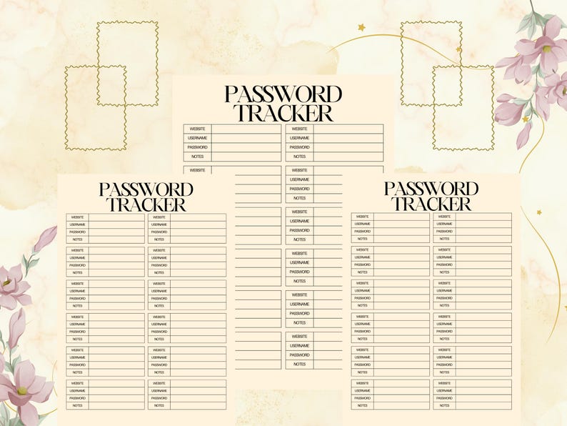 Password Frame Editable Password Tracker Printable PDF, Fillable Password Log ...