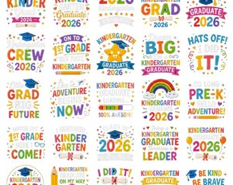 幼稚園卒業2026 PNG、最終登校日デザイン、子供の卒業クリップアート、幼稚園卒業シャツ、昇華プリント用デジタルダウンロード