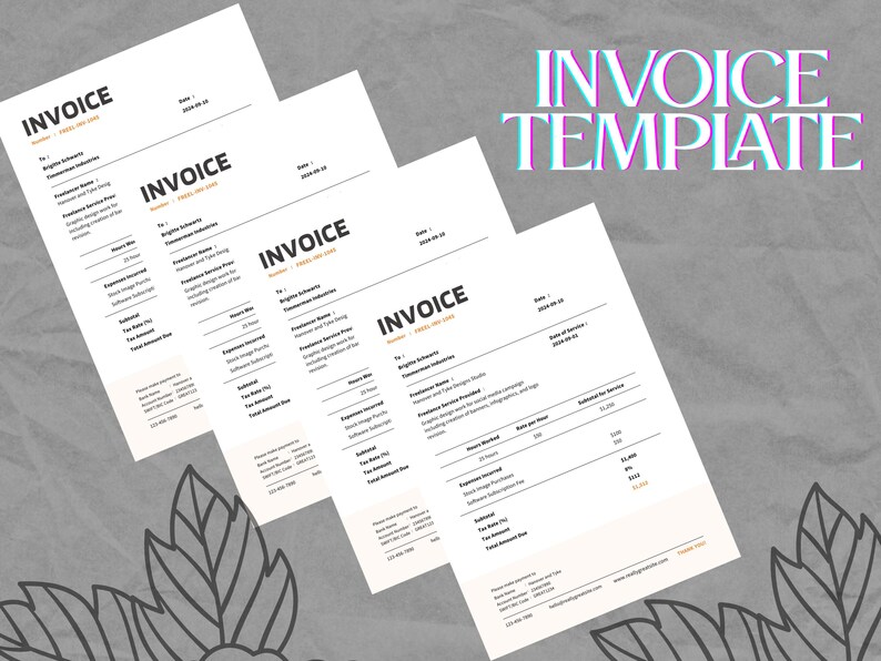 Editable Invoice Template for Small Business, DOCX XLSX Formats, Simple ...
