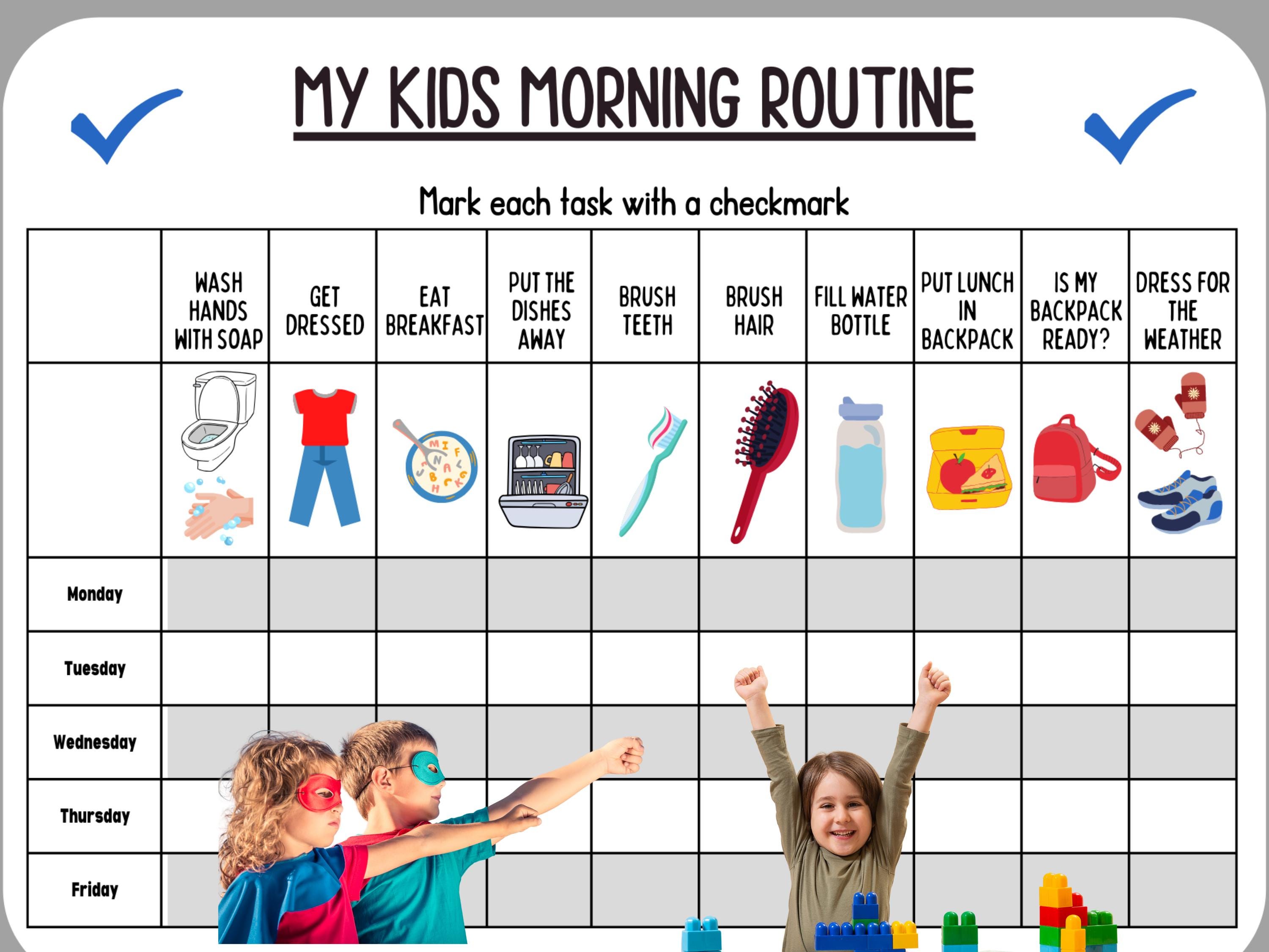 Toddler Learning Routine Kids Learning Routine Visual Schedule Chart - Daily Activity Planner ...