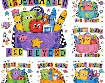 Cartoon Friends School PNG, Happy First Day of School PNG, Back to School Teacher PNG, Grade School Design, Digital Download
