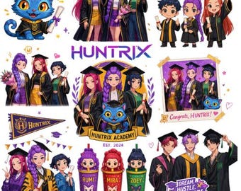 Kpop Demon Hunters 卒業 PNG | 2026年卒業生 Huntrix クリップアート | Saja Boys PNG | Cricut シャツデザイン | 昇華プリント用ダウンロード