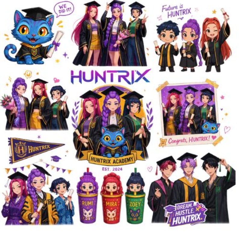 Huntrix Graduation Cap Kpop Demon Hunters Graduation PNG | Class of 2026 Huntrix Clipart ...