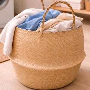 Wiklinowy kosz do przechowywania, boho, kosz na rośliny, rattanowa osłonka na doniczkę, do roślin doniczkowych, do prania i przechowywania zabawek