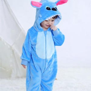 Baby Blau Alien Kigurumi Strampler Kleinkind Tier Overall Cosplay Pyjamas Säugling Kostüm
