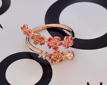 Rose Gold Plated Pandora Style Ring: Pfirsichblüte Offen Mode Damenring
