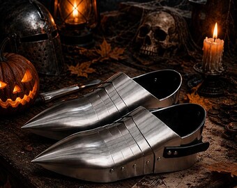 German Gothic Steel Sabatons – Knight Armor Footwear Pair, LARP Cosplay Costume