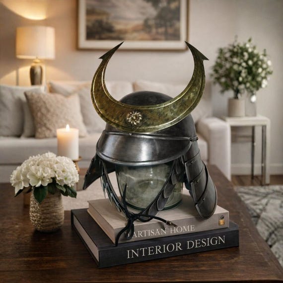 18GA Steel Samurai Helmet With Horns – Japanese Kabuto Replica