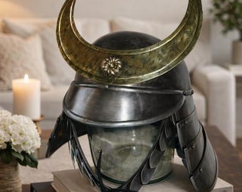 18GA Steel Samurai Helmet With Horns – Japanese Kabuto Replica