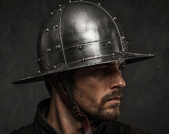 Steel Medieval Kettle Hat Helmet – Crusader Knight Armor, Silver Finish, Free Liner