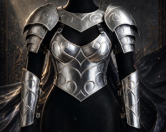 Silver Elven Warrior Armor Set | Fantasy Cosplay Breastplate, Pauldrons, Bracers