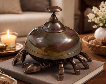 Brass Crab Table Bell – Nautical Coastal Desk Décor Piece