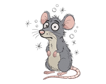 Cute Mouse Machine Embroidery Design, Funny Cartoon Mouse Embroidery File, Animal Machine Embroidery, 6 Sizes, Digital Download