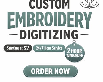 Custom Embroidery Digitizing Service, Embroidery File Conversion, Image Digitizing Embroidery, Logo to DST PES, Custom Digitize