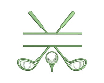 Golf Monogram Embroidery Design, Golf Split Name Embroidery File, Golf Club Machine Embroidery, Personalized Golf Frame, 6 Sizes