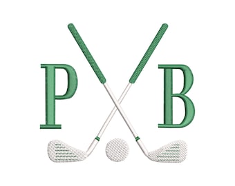 Golf Monogram Machine Embroidery Design, Golf Club Letter, Sport Embroidery, 4 Sizes, Instant Download