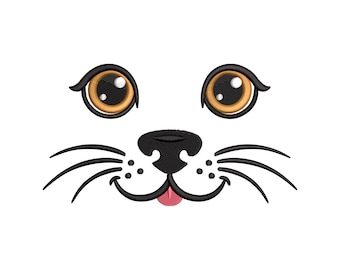 Cute Dog Face Embroidery Design, Puppy Snout and Eyes Machine Embroidery File, Pet Animal Embroidery, 8 Sizes, Instant Download