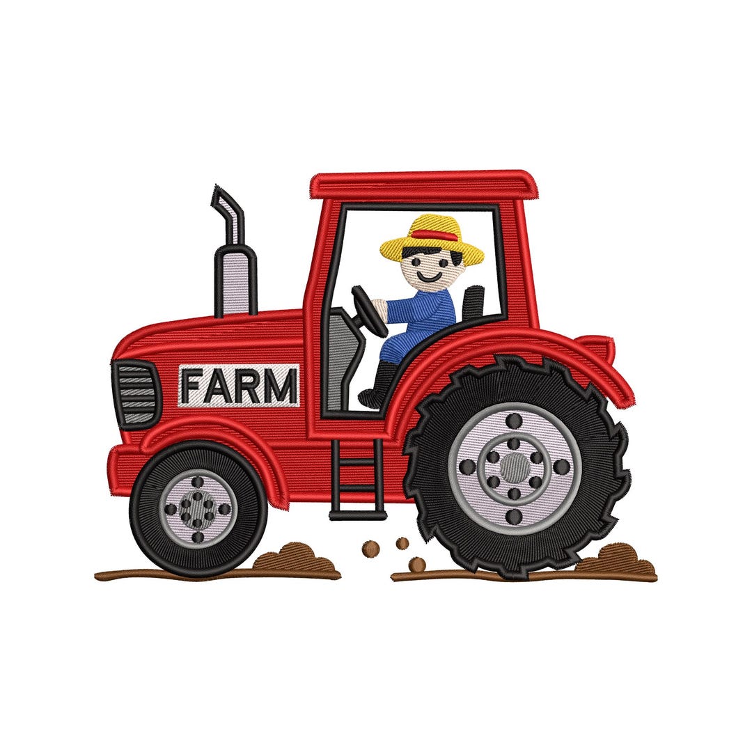 Red Farm Tractor Drag Racing Tractor Embroidery Design, Red Farm Tractor Embroidery File, Boy ...