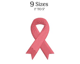Breast Cancer Ribbon Embroidery Design, Cancer Awareness Machine Embroidery File, Mini Fill Stitch Pink Ribbon, 9 Sizes, Instant Download