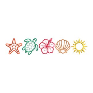Sea Shells Machine Embroidery Design, Summer Beach Embroidery File, Tropical Ocean Theme, 5 Sizes, Instant Download