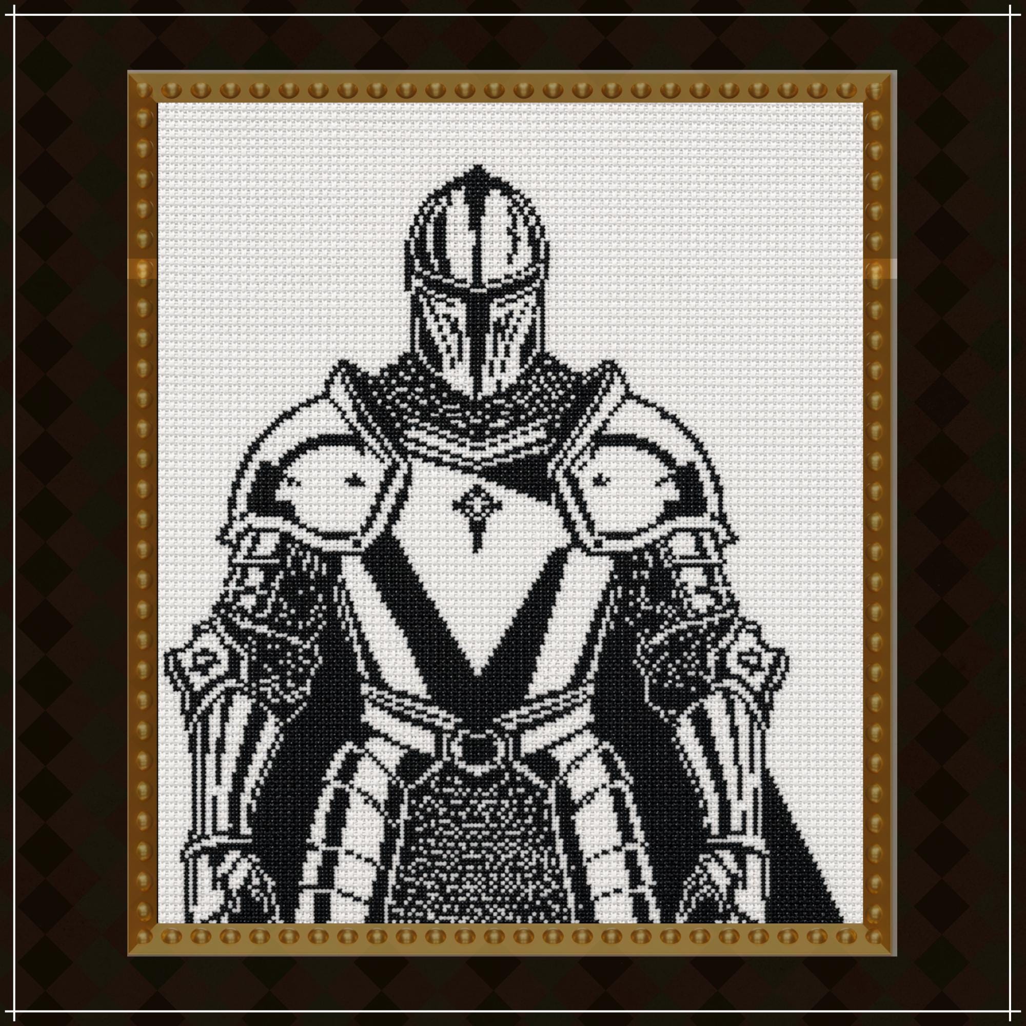 Medieval Knight Cross Stitch Pattern, Gothic Armor Blackwork Design ...