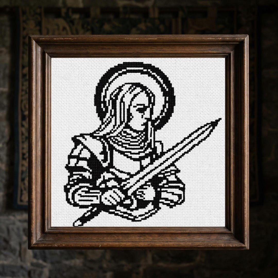 Gothic Knight Cross Stitch Pattern, Medieval Blackwork Warrior ...