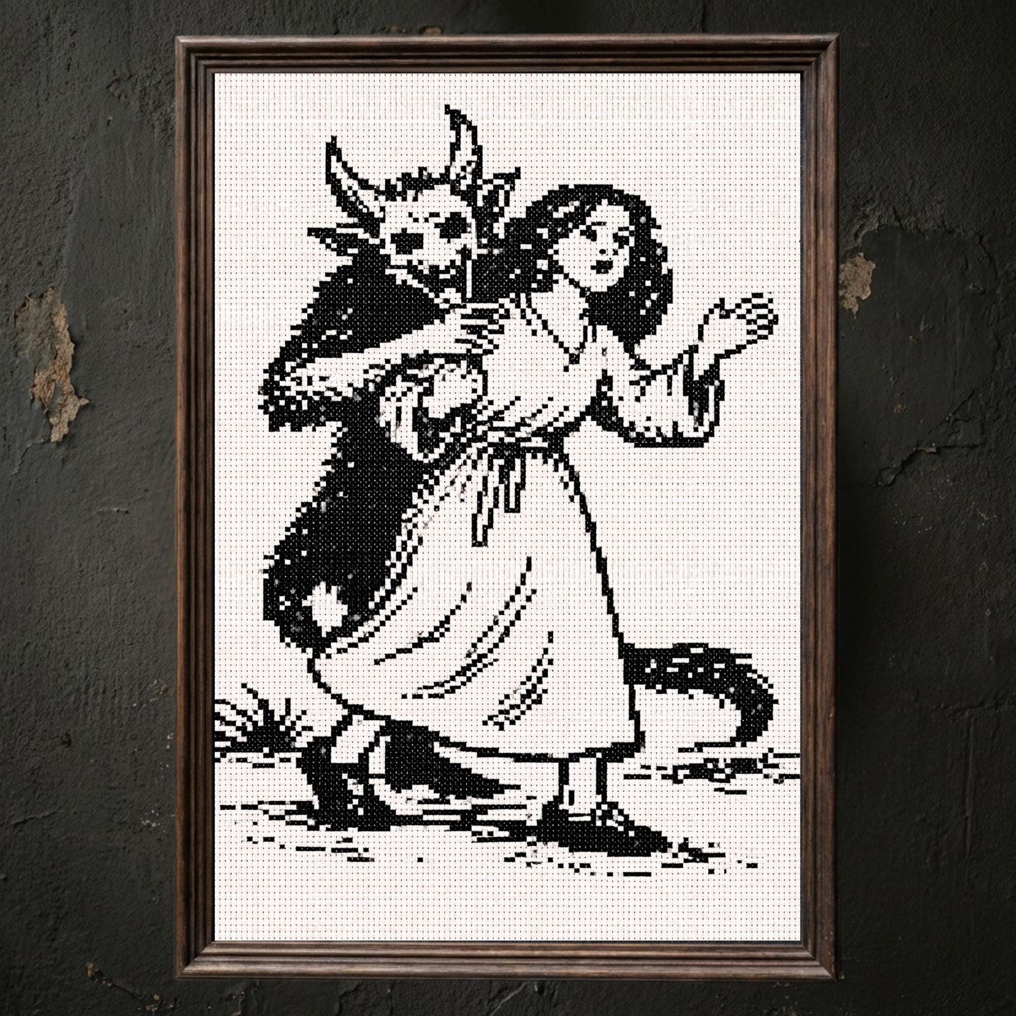 Chart Pattern Beast Gothic Woman Beast Cross Stitch Pattern PDF, Dark Fantasy Creature ...