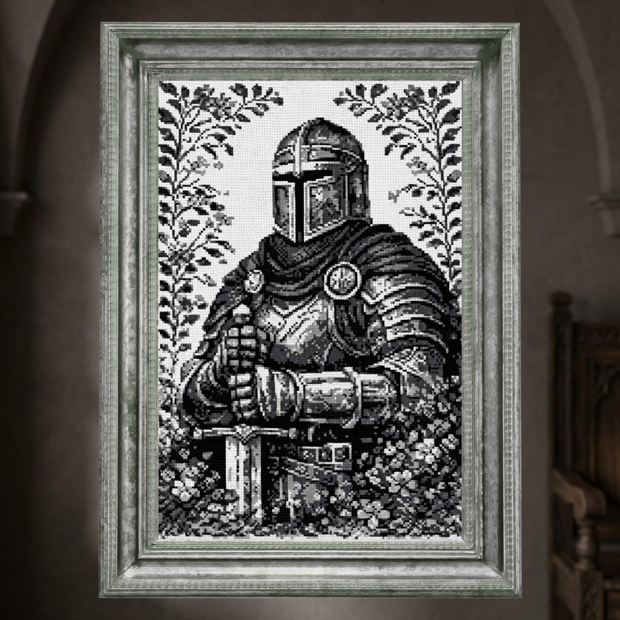 Gothic Medieval Knight Cross Stitch Pattern PDF, Monochrome Armor ...