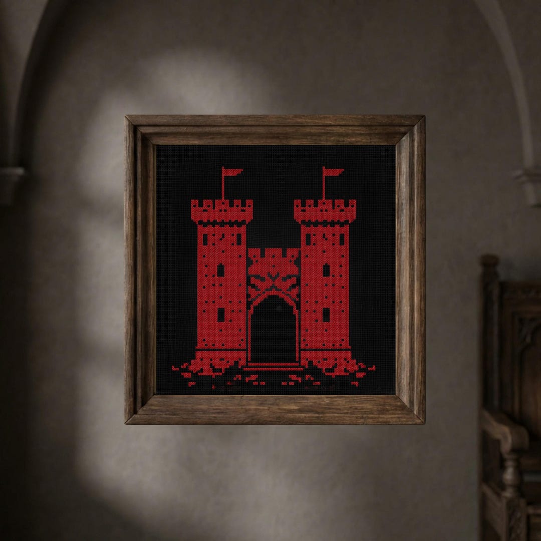Gothic Castle Gate Cross Stitch Pattern PDF, Medieval Fortress Entrance ...