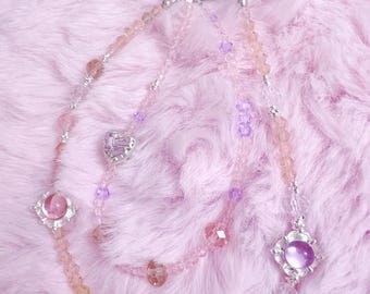 Elegant Pink and Purple Beaded Keychain/Bag Charm/Phone Charm