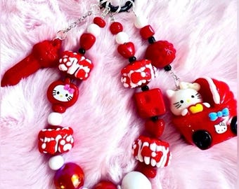 Adorable Hello Kitty Keychains/Bag Charms/  with Beaded designs