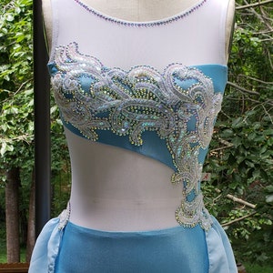 Custom Dance Costume, Competition Costume, Light Blue Costume, Size Adult Small