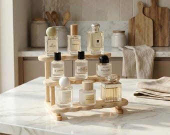 Wooden Countertop Organizer Shelf, Rustic Display Stand, Bathroom Vanity Tray, Kitchen Spice Rack, Skincare & Home Decor