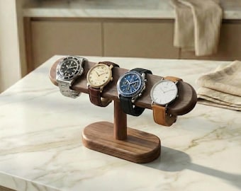Wooden Watch Stand Holder, Walnut Watch Display Rack, Solid Wood Watch Organizer for Men, Desk Watch Storage, Gift for Him
