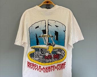 00s Vintage Stussy Neighborhood Boneyards T Shirt / Black Cotton