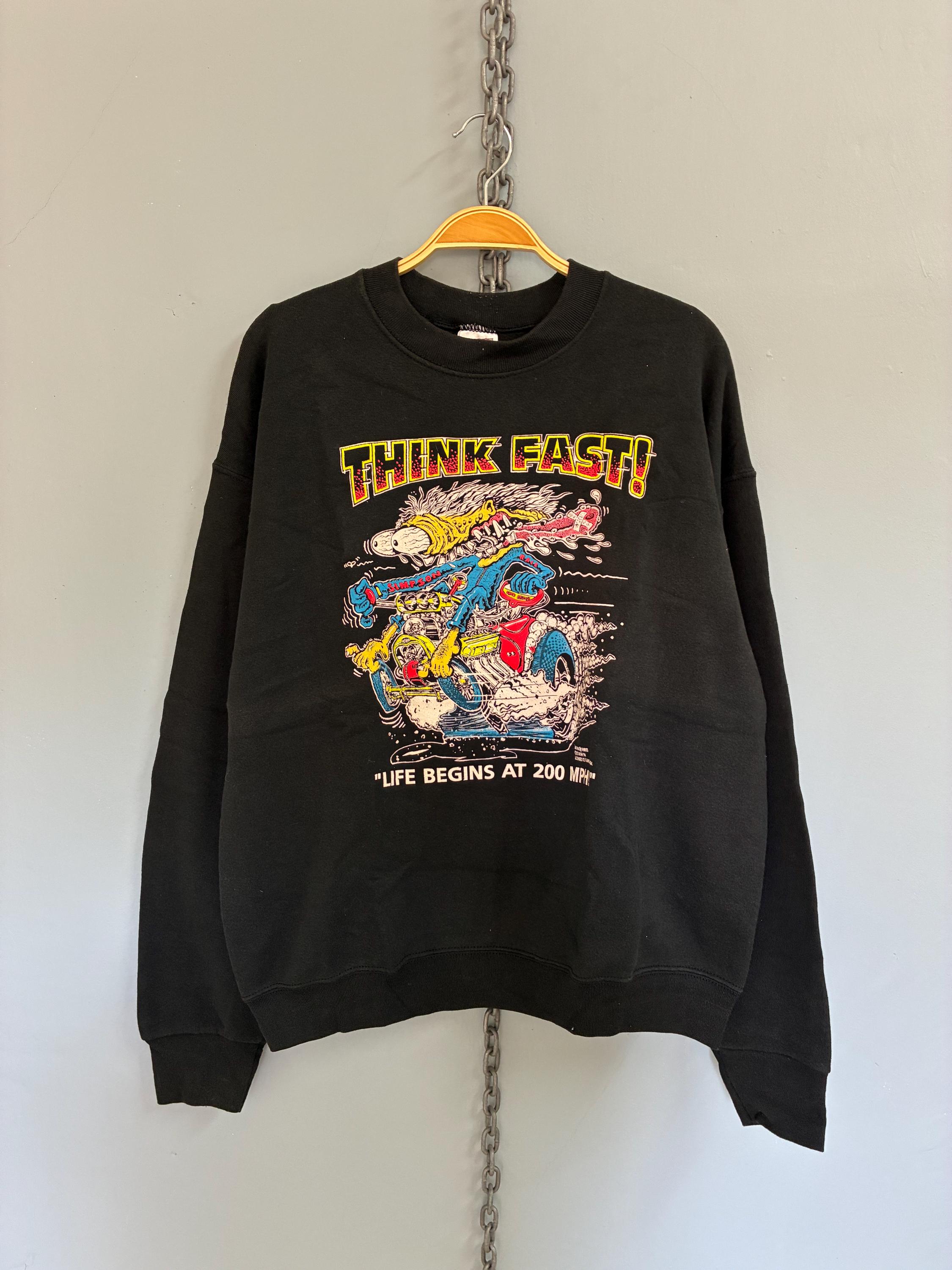 Vintage 90s Rat Fink Think Fast! Ed Roth Design Sweatshirt - Etsy