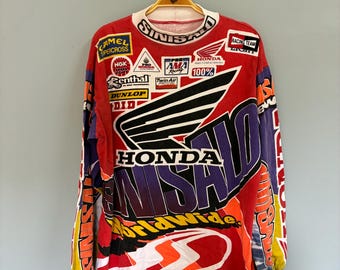 Vintage 90's Sinisalo Racing Motocross Overprinted Tshirt Medium