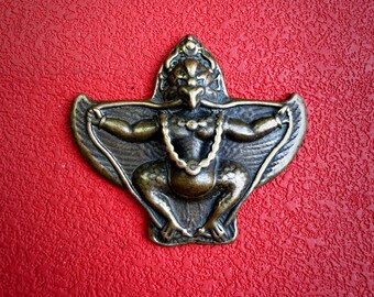 Tibetan antique brass "Garuda" amulet | Old item with mantra