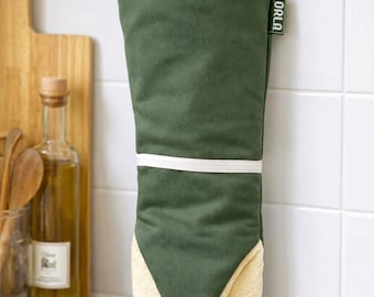 Extra Long Green Cotton Oven Gauntlet | Heat Resistant Kitchen Glove