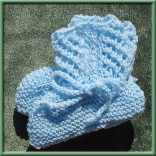 Pale Blue Knit Baby Booties