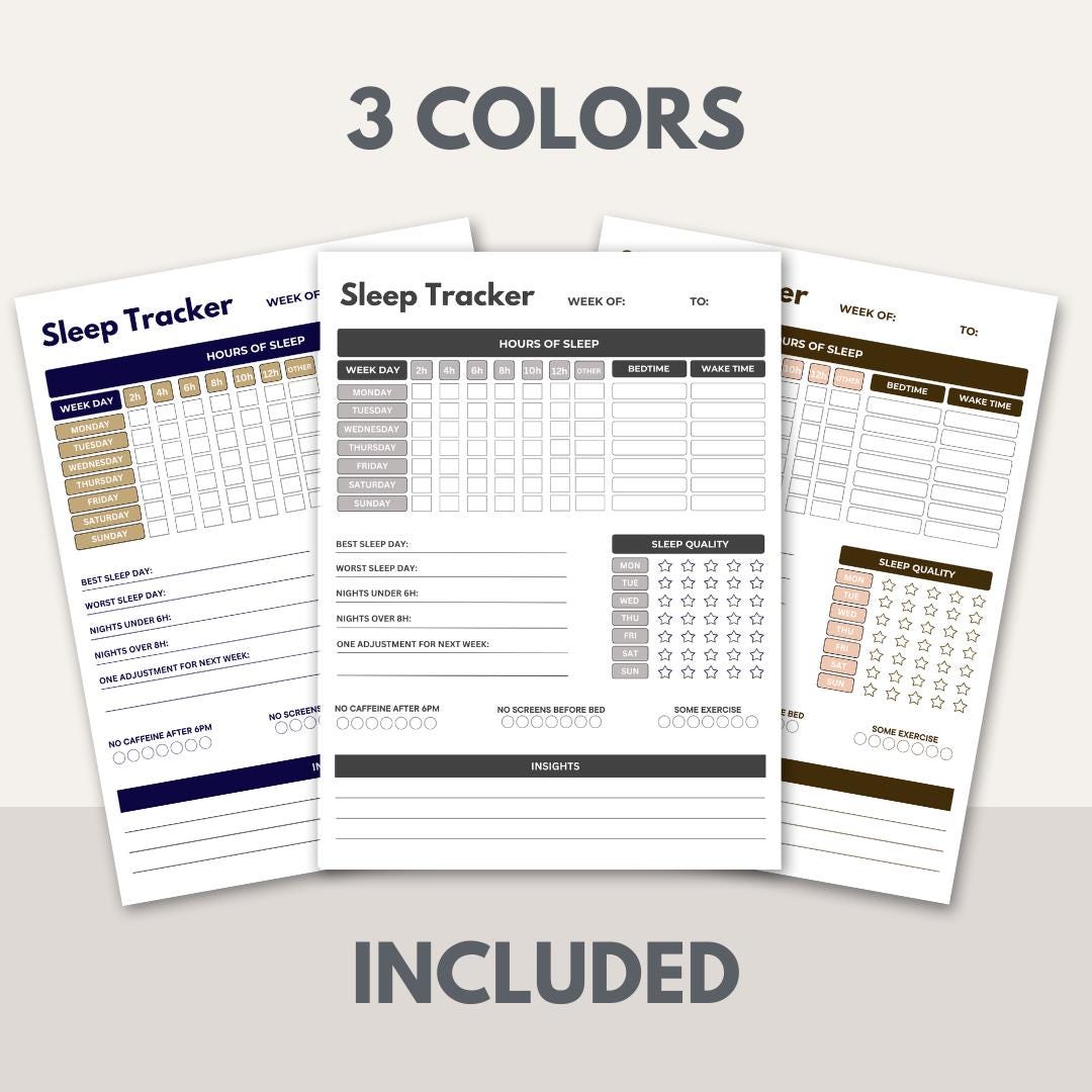 Weekly Sleep Tracker Printable PDF – Sleep Habit Log – Sleep Quality ...