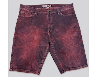 Y2K Skater Acid Wash Grunge Denim Shorts Alt Route 66 Men's 38 Purple